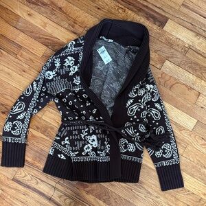 Abercrombie & Fitch Black and Cream Patterned Cardigan